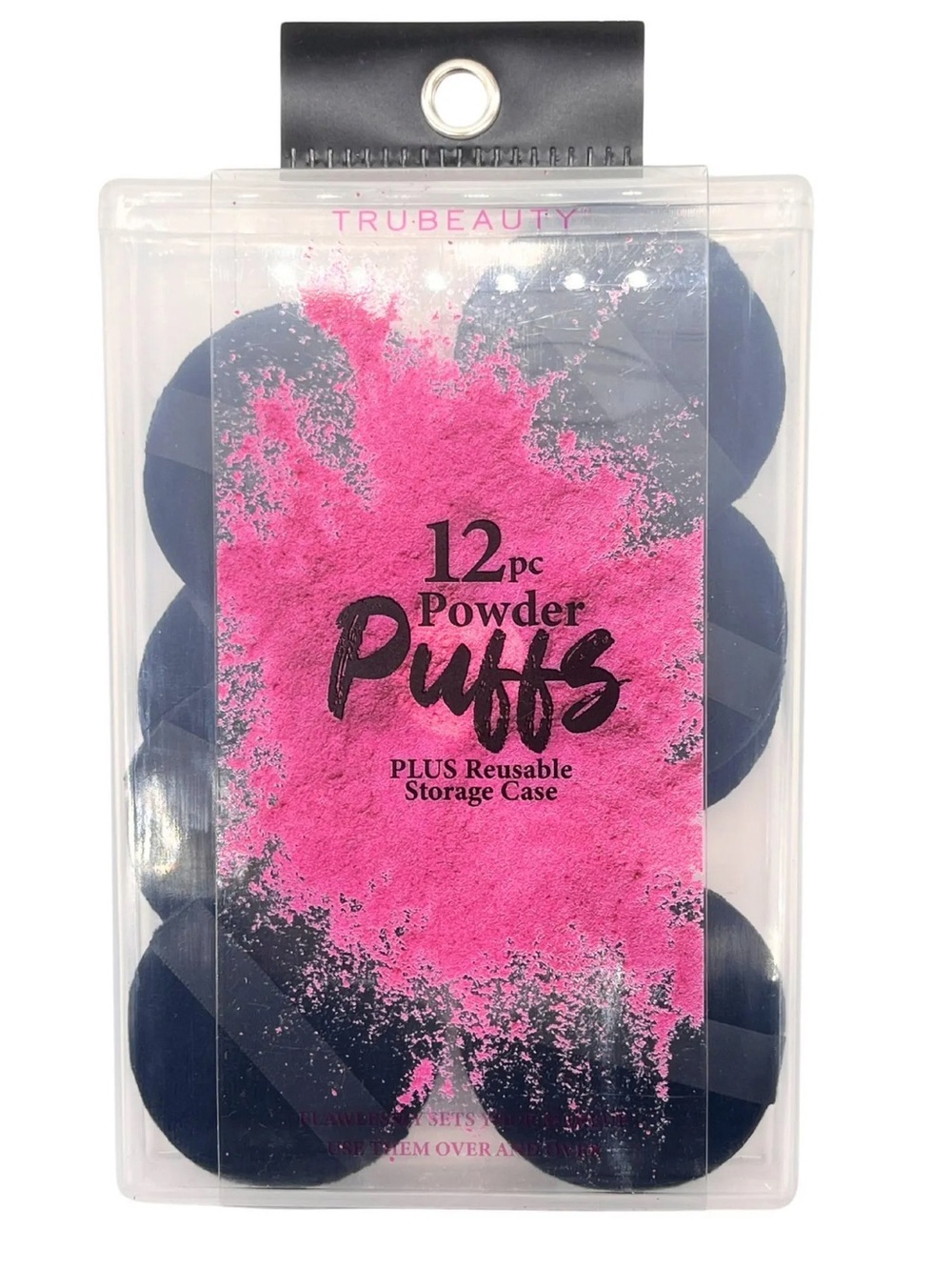NIB TruBeauty 12pc Powder Puffs with Storage Case